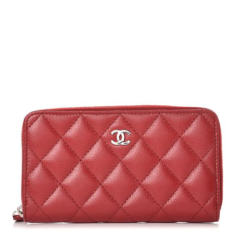 chanel caviar zip around wallet